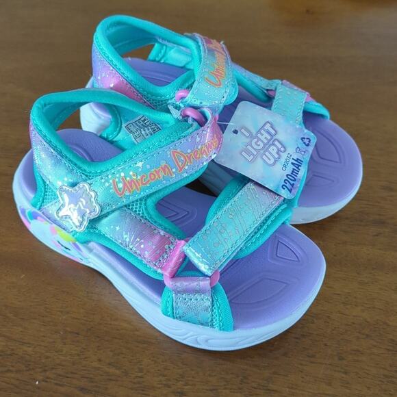 Sketchers kids Unicorn dreams light up sandals toddler girls size 8 NEW!! - Picture 1 of 9